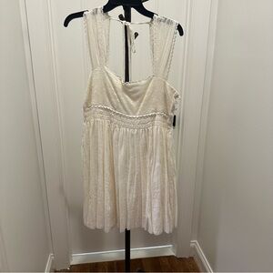 Free People Cream Lace Mini Dress